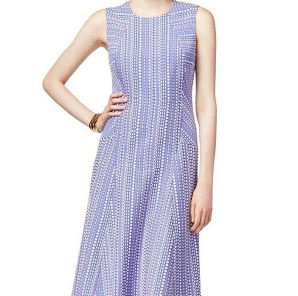 Anne Klein NEW Chicory Blue Jacquard A-Line Dress